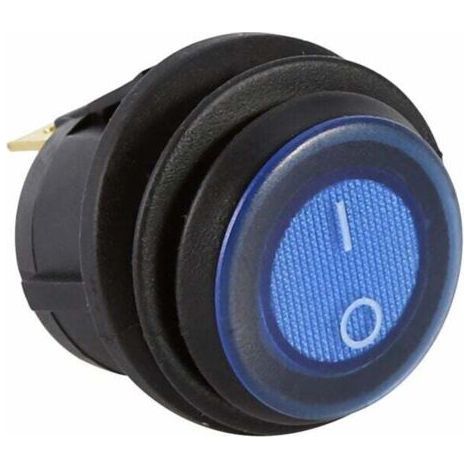 Interruptor de luz basculante grande, luz LED de 12 V, interruptor basculante redondo ON/OFF SPST para coche o barco, color azul. (1/5)