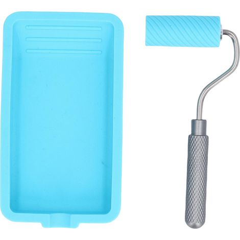 Rouleau et bac à peinture en silicone réutilisables, adhésif souple, en latex pour travaux manuels de menuiserie