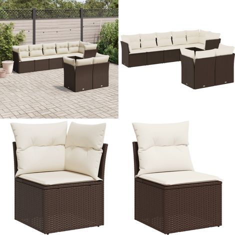 8-tlg. Garten-Sofagarnitur mit Kissen Braun Poly Rattan - Gartenmöbel - Rattan Möbel - Lounge Set - Gartenlounge - Esszimmergarnitur - Home & Living (1/5)