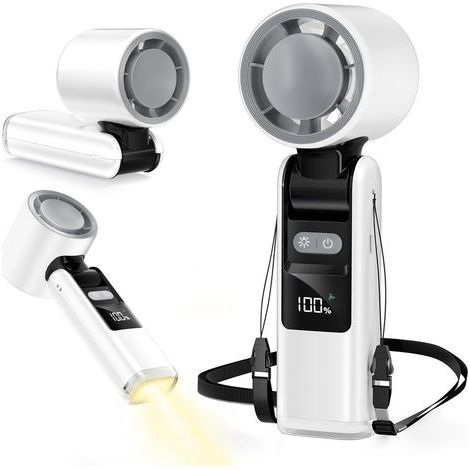 Tragbarer Handventilator, bis zu 14 Stunden Akkulaufzeit, faltbar, 100 einstellbare Geschwindigkeitsstufen, Taschenlampe, wiederaufladbarer 4000-mAh-Mini-Ventilator für Reisen/Outdoor/Konzerte/Wimpern (1/5)