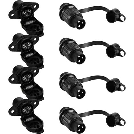 Prise Remorque Et Prise pour Remorque, 4 Pièces Male Femelle Connecteur 3 Broches, Prise 3 Broches, Etanche Remorque 12V, Prise 3 Plots Agricole pour Agricole Véhicule Remorque Camion Tracteur (1/5)