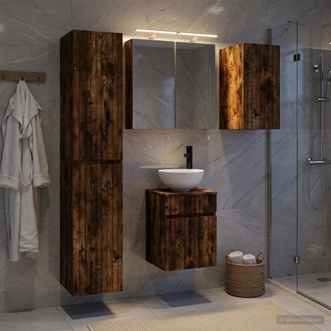 vidaXL Bathroom Cabinet Set 5 pcs Smoked Oak Engineered Wood (1/5)