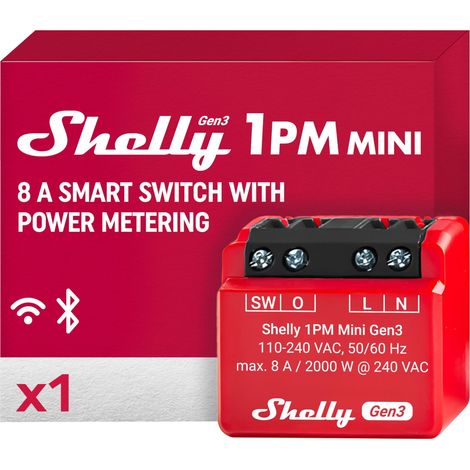 Micromodule relais interrupteur Wi-Fi, 1 Canal 8A, Compteur consommation électrique, Éclairage connecté, Commande à distance app (1/5)
