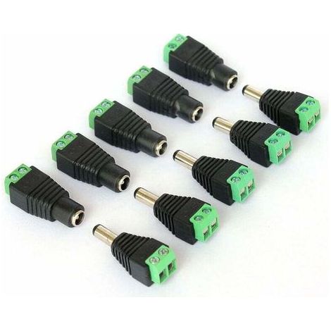 Stecker (männlich), 5 x Buchse (weiblich), DC-Anschluss für CCTV-Kameras, 2,1 x 5,5 mm