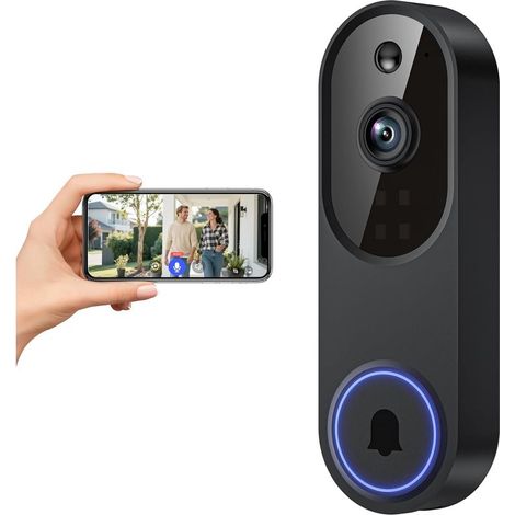 Sonnette vidéo WiFi 1080p sans fil, détection humaine AI, conversation bidirectionnelle, Wi Fi 2,4 G, alimentation par batterie, stockage dans le cloud, surveillance intérieure et extérieure (1/5)