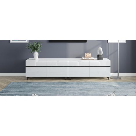 Armoire de télévision de 1804049 cm. Armoire en acier poli. Meuble bas de plafond avec 4 étagères et des cloisons réglables. (1/5)
