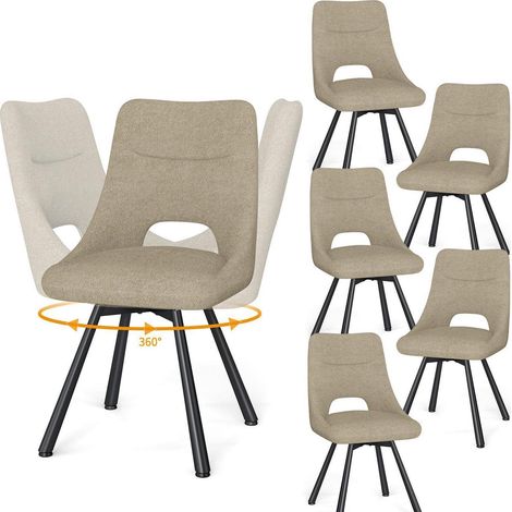 Esszimmerstühle 6er Set drehbar 360° gepolstert Khaki (1/5)