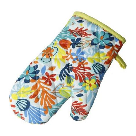 Brandani Tahiti guanto forno cotone floreale bordino giallo