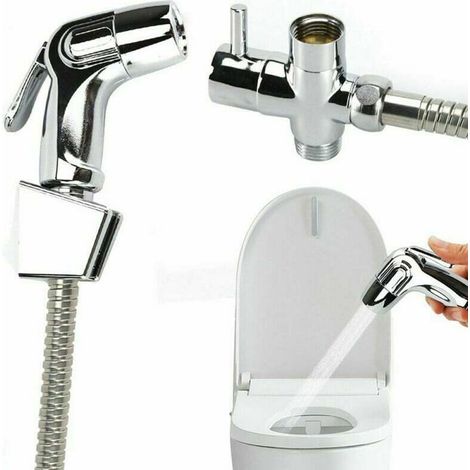 Douchette Bidet Portable Chromée – Lot avec Inverseur – Argent – Hygiène Intime – Pratique en Voyage (1/5)