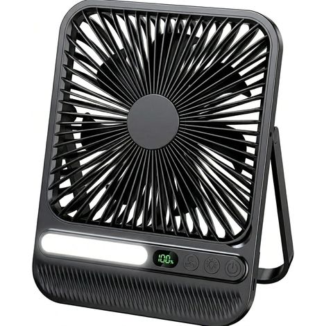 Ventilateur de voyage portable de 18 cm (7 pouces), homologué pour les croisières, batterie 8000 mAh, autonomie de 28 h, silencieux, rechargeable, avec minuterie et affichage LED, idéal pour la chambr (1/5)