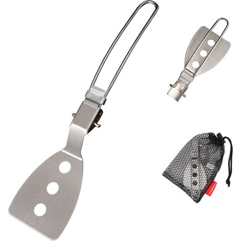 Spatule Pliante Portable Tourneur De Nourriture En Acier Inoxydable Camping Pelle De Cuisine (1/5)