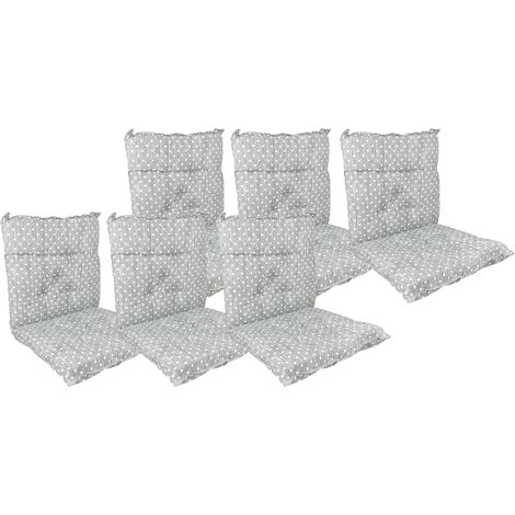 Set Cuscini Sedia Con Schienale Imbottiti Con Laccetti Banda Elastica 40 x 80 Cm CuoricinoGrigio - 6 Pezzi