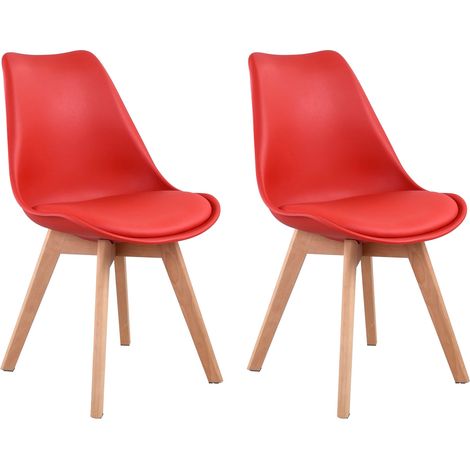 2erSet skandinavische Stühle NORA rot mit Kissen