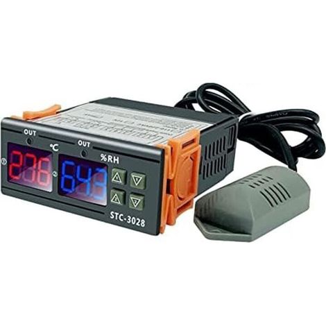 Contrôleur de Température et D'Humidité à Double Affichage STC-3028 10 A AC110-220 V, Thermostat Numérique Intelligent pour Incubateurs