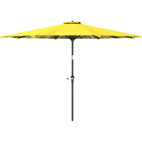 Parasol Ø300 cm, parasol à manivelle, parasol octogonal de balcon, jaune