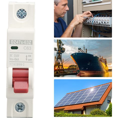 Le nouveau disjoncteur DZ47s-63Z C63 DC 250V 1P DC, disjoncteur miniature 63A pour systèmes photovoltaïques solaires, montage sur rail DIN, capacité de coupure basse tension 6000A. (1/5)