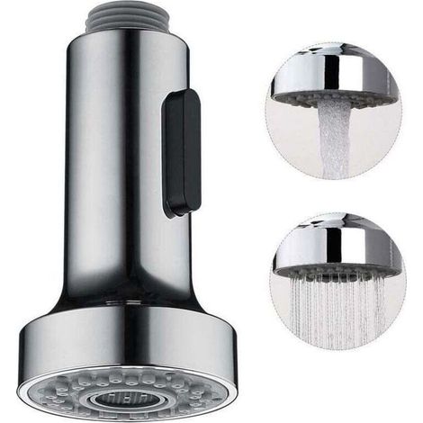 Douchette Pour Robinet Cuisine Douchette 2 Modes Tête Robinet Cuisine Douchette Remplacement Douchette Pour Rétractable Mitigeur Cuisine,Chromé,G1/2" (1/3)