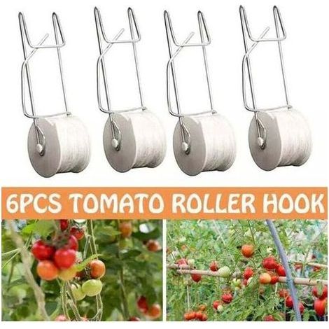 pair Lot de 10 crochets de support pour tomates avec ficelle de 15 m, kit de treillis de serre, crochet durable pour empêcher les tomates de pincer ou de tomber (1/4)