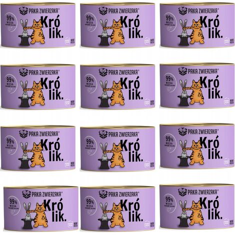 Paka Zwierzaka Nassfutter für Katzen, Kaninchen, 12 x 200 g