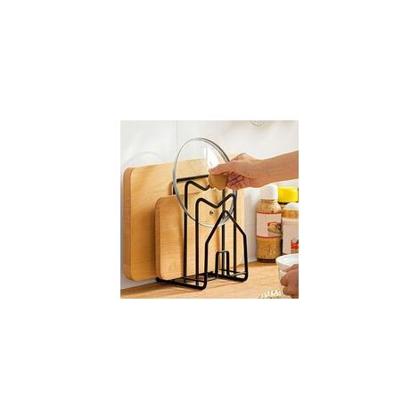 Support de planche à découper en métal noir – Organisateur de cuisine 21,5 x 14,5 x 12,5 cm – Matériau antirouille – Avec crochets sans trou (1/5)