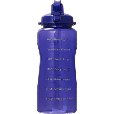Gourde Sportive Motivante 2000 ml avec Marqueur de Temps et Paille, Étanche en Tritan sans BPA, Randonnée, Sport (1/4)