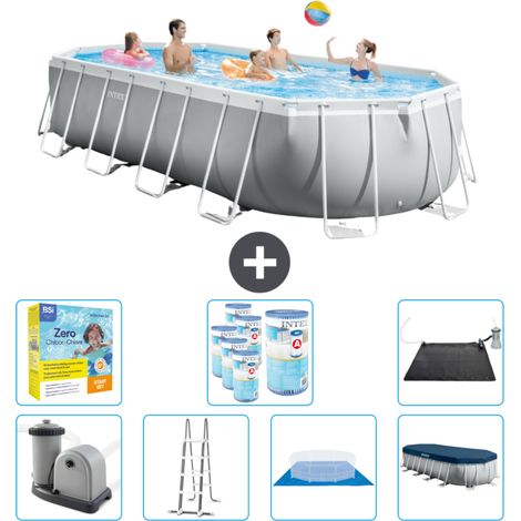 Piscine Intex Oval Prism Frame - 610 x 305 x 122 cm - Grise -  Comprend des Accessoires CB50