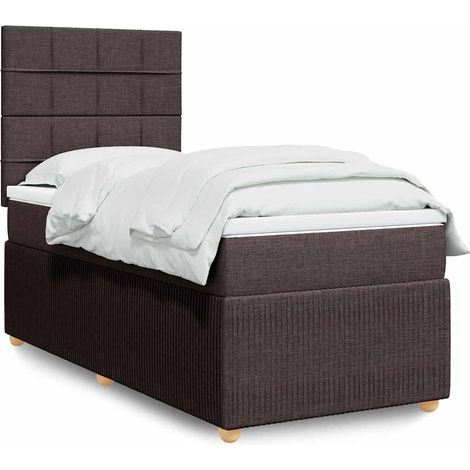 Cama box spring con colchón tela marrón oscuro 80x200 cm vidaXL (1/5)