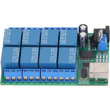 Module relais 8 canaux DC12V, port série UART, commutateur, automate programmable, moteur, LED, télécommande, ordinateur, contrôleur USB multifonction (1/5)