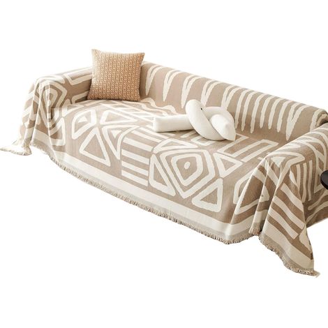 Housse de Canapé - Tissu Chenille 180 x 420 cm - Style Bohème - Antidérapante - Pour Canapés Épais - 1 Pièce