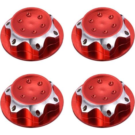 Lot de 4 écrous de roue hexagonaux pour voiture télécommandée, échelle 1/8, 17 mm, antidérapants et anti-poussière pour camion tout-terrain, Losi Team-C, roues et pneus Rouge (1/3)