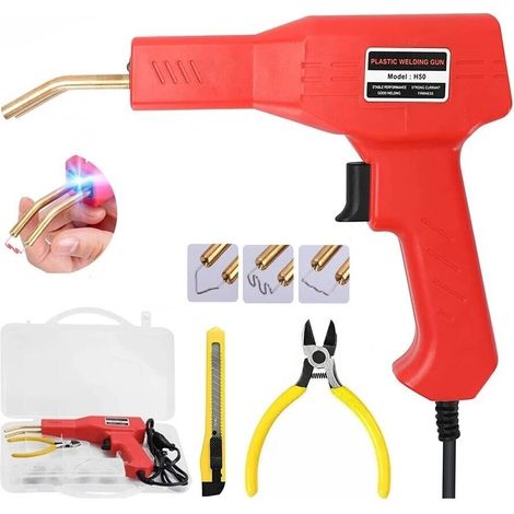 Saldatore ad Aria calda per Riparare Plastica auto paraurti 50W con 200 Graffette e pinza (1/5)