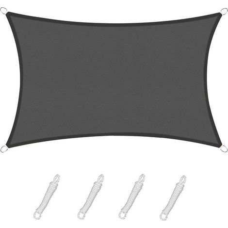 Voile d'ombrage Rectangulaire 2x4m, Toile ombrage Solaire imperméable et résistante, pour Patio Jardin terrasse, Couleur Graphite (1/5)