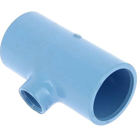 Té réduit 90° PVC bleu air comprimé femelle-femelle Ø40x20