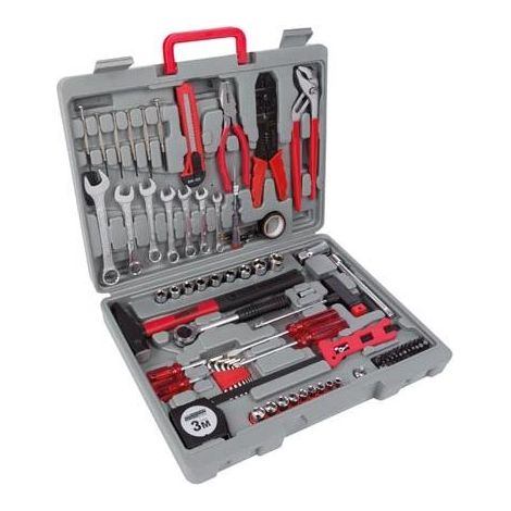 Toolland – Ensemble d'outils 555 pièces – Mallette de rangement compacte – Acier avec éléments en ABS – Poignée ergonomique – Pour chantiers humides