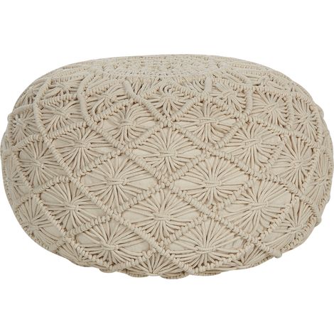 Puf de algodón beige 50 x 30 cm otomana relleno EPS macramé boho Berkane