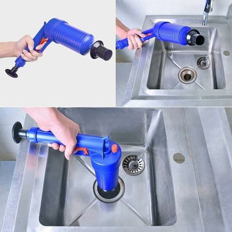 deboucheur toilettes piston debouchage wc bouche pompe haute pression canalisations manuel avec 4 adaptateurs outil nettoyage (1/4)