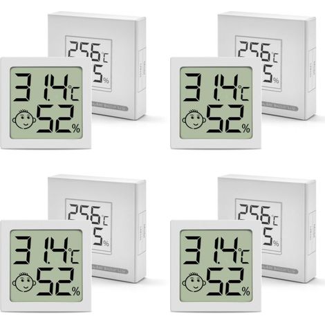 Set mit 4 Mini-Digitalthermometern für den Innenbereich, kleine Wand-Hygrometer für Babyzimmer, Schlafzimmer, Wohnzimmer und Küche (1/5)