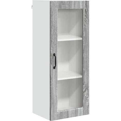 Maison Exclusive - Mobile in vetro da parete PORTO Grigio Sonoma 40 x 31 x 100 cm