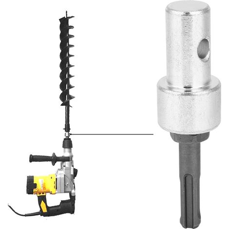 Sjlerst – Adaptateur de tarière en métal pour perceuse sans fil SDS Plus – Compatible avec tarières de mise à terre – Pour travaux de jardinage