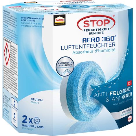 Déshumidificateur AERO 360° Neutral Tabs Recharge, réduit l'humidité et les mauvaises odeurs, 2x 450 g recharges pour le déshumidificateur AERO 360°. (1/5)