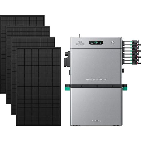 Zendure SolarFlow 2400 Pro – 2400W AC bidirektional, 4800W PV-Eingang, bis 16,8 kWh erweiterbar, Plug & Play, IP65, mit AB3000L (2,88 kWh), mit 450W×4 bifazialen Panels