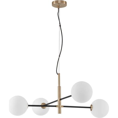 [NEUWERTIG] B-Ware Nova Luce Pendelleuchte Hängeleuchte Vitra G9 Led 4fach Gold Dimmbar Glas Metall