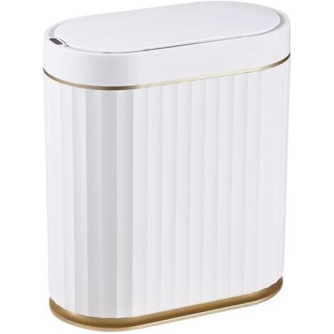 Poubelle de salle de bain avec couvercle, corbeille automatique fine et intelligente, corbeille à déchets étroite de 8 litres avec capteur de mouvement pour chambre à coucher, salle de