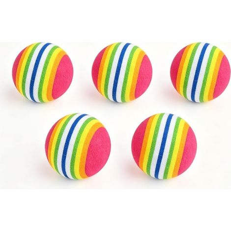 Set mit 5 Schaumstoffbällen für Katzen, buntes Regenbogen-Katzenspielzeug (1/5)