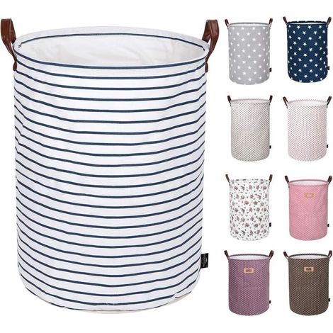 19-inches Panier Organisateur pour Vêtements. Pliable. Sac à Linge Grande Capacité. Bleu