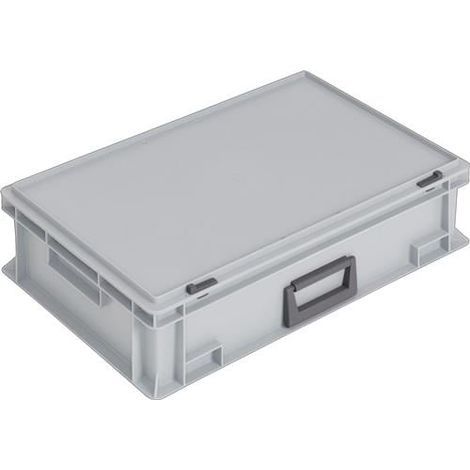 Kunststoffkoffer L600xB400xH163 mm PP 1 Griff Schiebeverschluss grau 33 l (1/3)