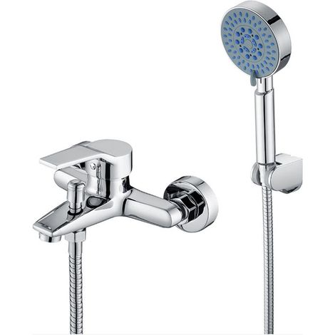 DOHLONEK Ensemble de douche pour baignoire classique avec pommeau de douche à 3 fonctions, robinet de baignoire en chrome, système de douche pour baignoire et salle de bain