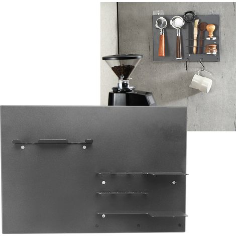 Wandhalterung für Kaffeemaschinengriff, Pulverspender, Tamperhalter, bohrfreie Montage, grau. (1/5)