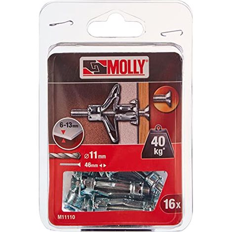Molly m11110-xj tasselli metallici a espansione con vite M5 Ø 5 x 36 mm, Grigio, Set di 16 pezzi