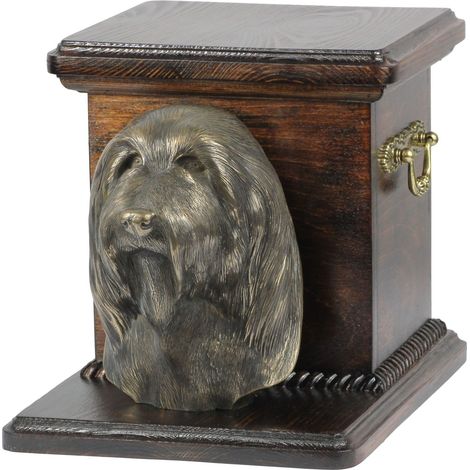 Urne funéraire pour chien Bearded Collie, Highland Collie - ornée d'une statuette, urne élégante et unique avec buste de chien, signée Art-Dog (1/5)